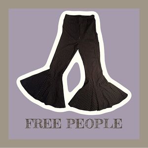 FREE PEOPLE Black & White Stripped Flare Pants